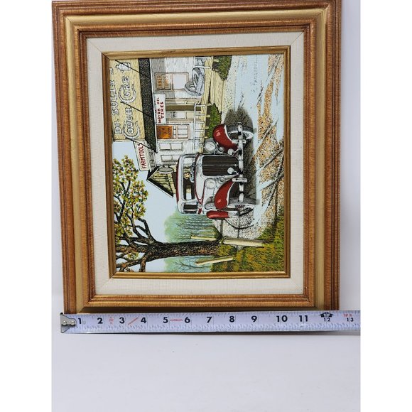 Vintage H. Hargrove Framed Serigraph Oil Painting Dr Sullys Cough Cure Red Car - Picture 7 of 7